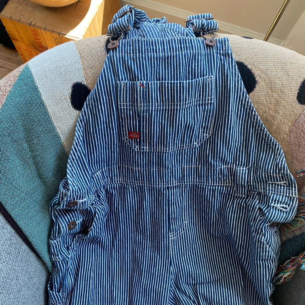 Dickies Blue and White Striped Jumpsuit